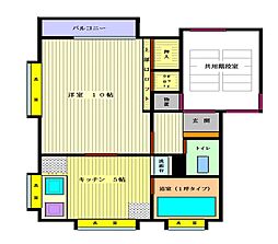 プチ・シャトーF 1DKの間取図画像