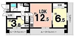 デラシオン御室南棟 2LDKの間取図画像