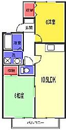 めるべーゆ来留間 2LDKの間取図画像