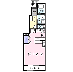 トレフル　Ａ 1階ワンルームの間取り