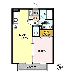 セジュールメゾンA 1LDKの間取図画像