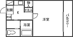 サンリッツ飛鳥 1Kの間取図画像