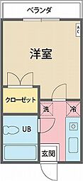 エスペランス2 1Kの間取図画像