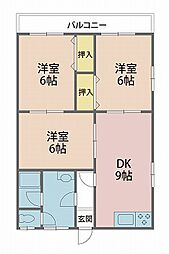 コーポインテリア 3DKの間取図画像