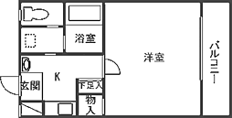 サンリッツ飛鳥 1Kの間取図画像