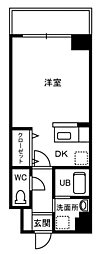 ヴェルディール 1Kの間取図画像