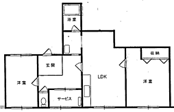 SECOND角鹿 2LDKの間取図画像