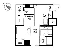 グランビア岡田 ワンルームの間取図画像