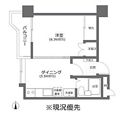 グランドハイツ後町仲町 1DKの間取図画像