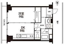 ヤシロプラザビル 1DKの間取図画像