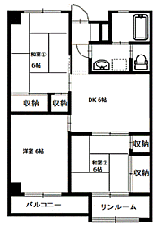 第2スカイハイツ 3DKの間取図画像