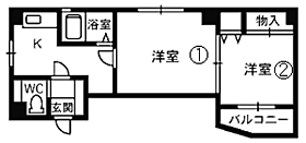 エクシード1 203 ｜ 福井県福井市志比口2丁目25-14（賃貸マンション2K・2階・36.49㎡） その2