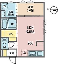 INTEGRAL　GRANDE 206 ｜ 福井県福井市大町清水畑303番1（賃貸アパート1LDK・2階・31.12㎡） その2