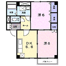 グリーンパレスI 202 2階2DKの間取り