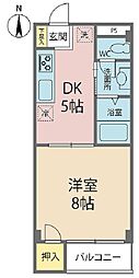 レヴールエル 1DKの間取図画像