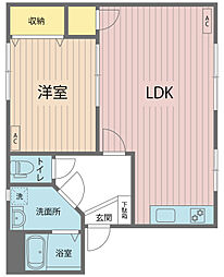 フォーブル川口 1LDKの間取図画像