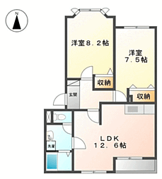 エクセルハイム 2LDKの間取図画像