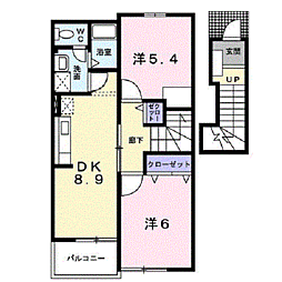 ウイングコートA 2DKの間取図画像
