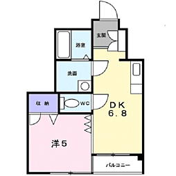 Nサンパレス 1DKの間取図画像
