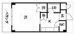BONハイツ'89 ワンルームの間取図画像
