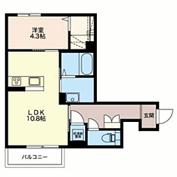 シュマン 1LDKの間取図画像