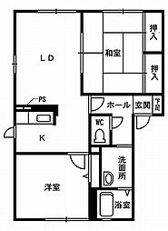 バリュージュ・リバータウンD 2LDKの間取図画像