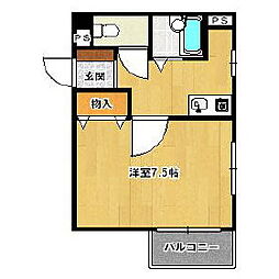 ルエ・メゾンロワール久留米1 1Kの間取図画像