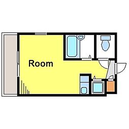 JR中央線 三鷹駅 徒歩6分の賃貸マンション 2階ワンルームの間取り