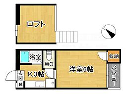 サンラーク三条A 1Kの間取図画像