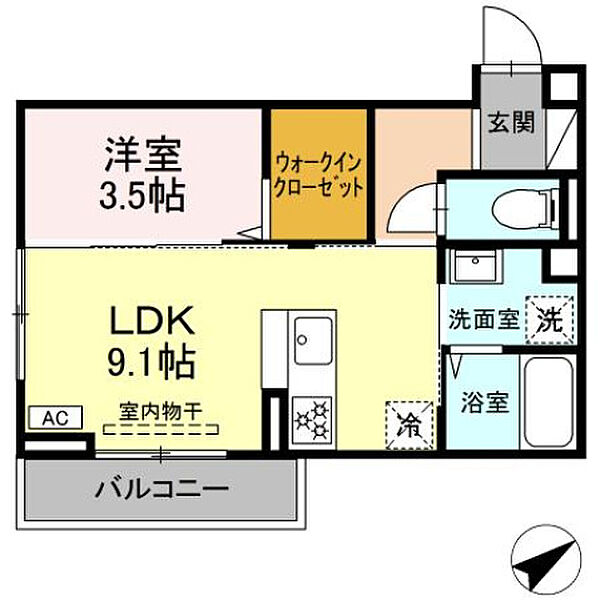 レグルスII 203号室｜広島県東広島市西条中央１丁目(賃貸アパート1LDK・2階・34.14㎡)の写真 その2