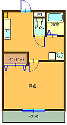アルカディアIII 4階1Kの間取り