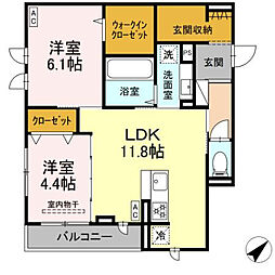 プレミア西条中央A棟 2LDKの間取図画像