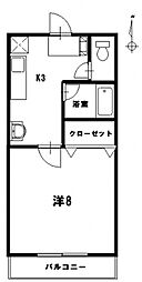 コーポラスふじ 1Kの間取図画像