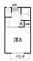 リバーサイド1 1Kの間取図画像