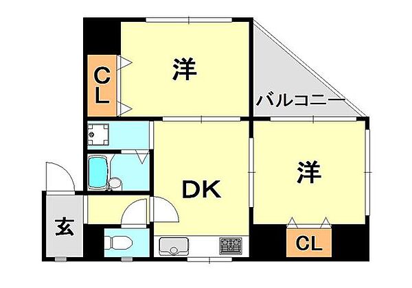 兵庫県神戸市兵庫区中道通３丁目(賃貸マンション2DK・2階・42.36㎡)の写真 その2