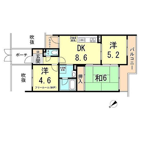 兵庫県神戸市長田区上池田６丁目(賃貸マンション3DK・2階・49.03㎡)の写真 その2