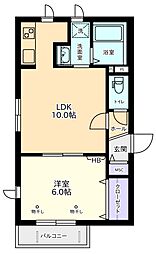 橋和メゾン南台 1LDKの間取図画像