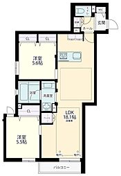 仮称)代々木5丁目メゾン 2LDKの間取図画像