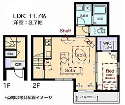 クアトロポルテ 1LDKの間取図画像