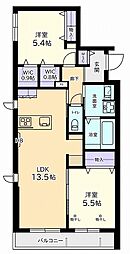 Toluce 2LDKの間取図画像