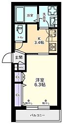 ラルゴ笹塚 1Kの間取図画像