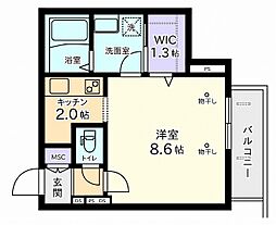 グリシーヌ 1Kの間取図画像