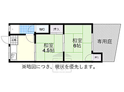 高塚荘B棟 2DKの間取図画像