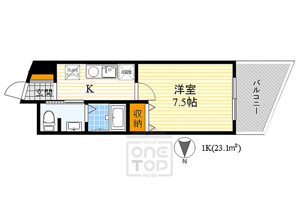 ボヌールクラルテ ｜大阪府吹田市上山手町(賃貸マンション1K・1階・23.10㎡)の写真 その2