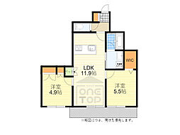 HEBEL MAIZON 石橋天神 2LDKの間取図画像