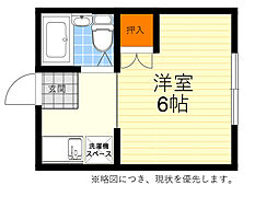 梶マンション ワンルームの間取図画像