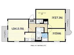 アルタ・カーサA棟 2LDKの間取図画像