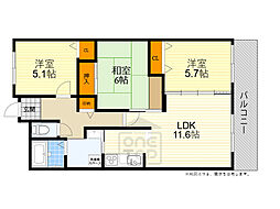 グランベール桃山台 3LDKの間取図画像