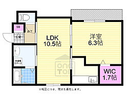クレスト十三 1LDKの間取図画像