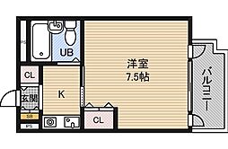 メイト緑地公園 1Kの間取図画像